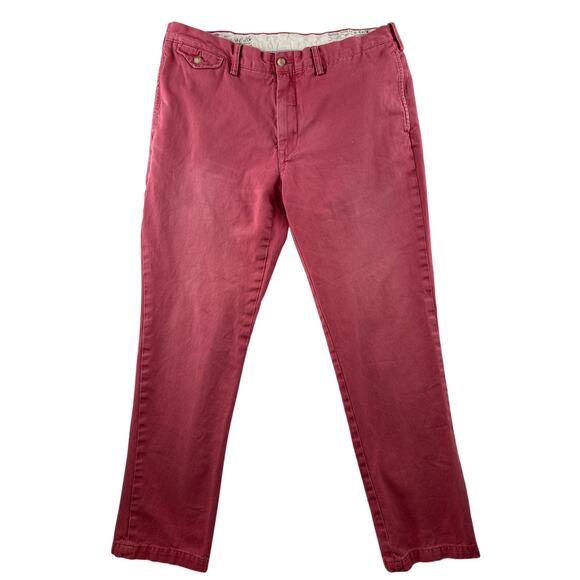 Polo Ralph Lauren Salmon Chino Pants Slim G.I. Fit Flat Front Logo Preppy 36x32